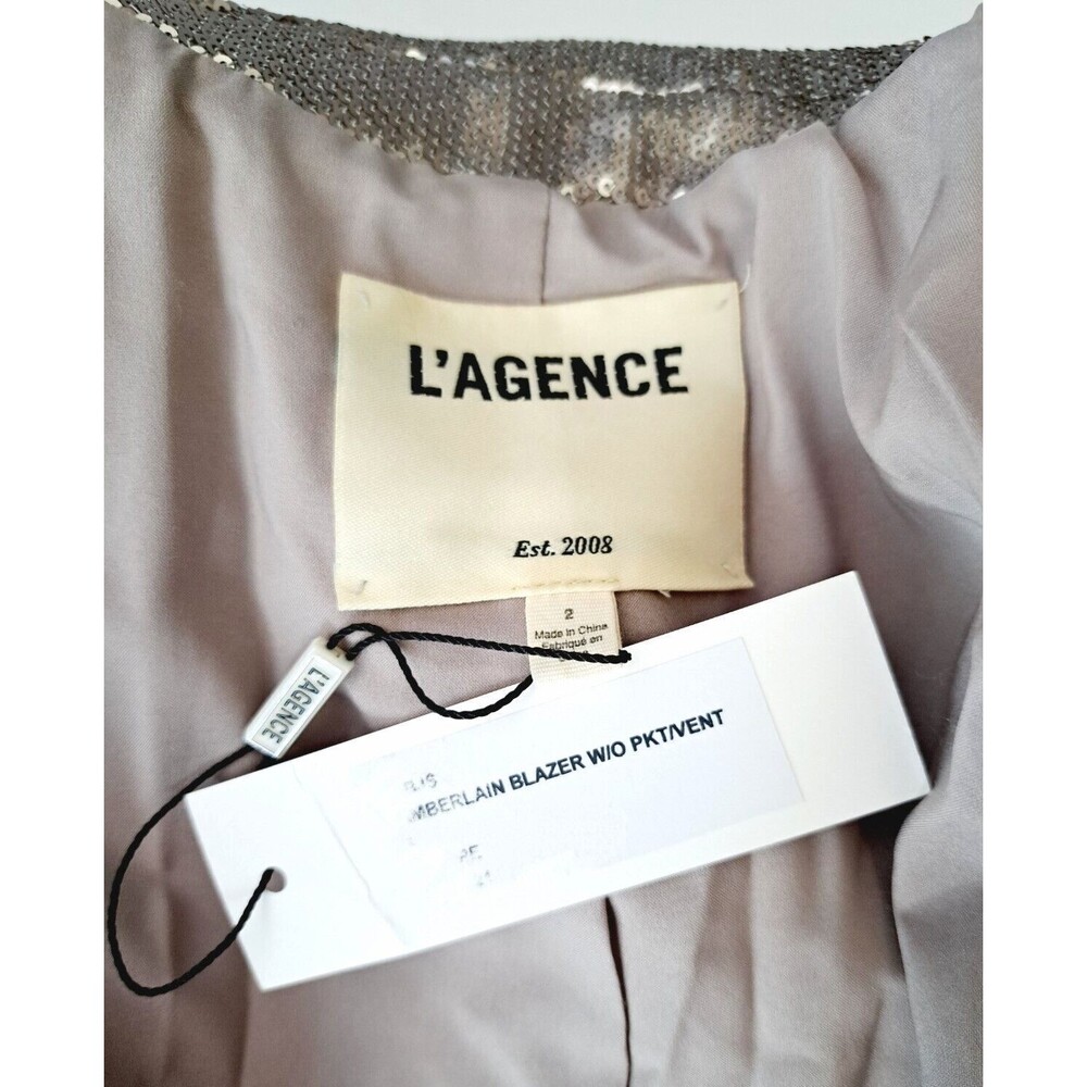 $ 875 L'Agence Chamberlain Blazer Jacket Coat Champagne Sequins Size 2 - Picture 7 of 9